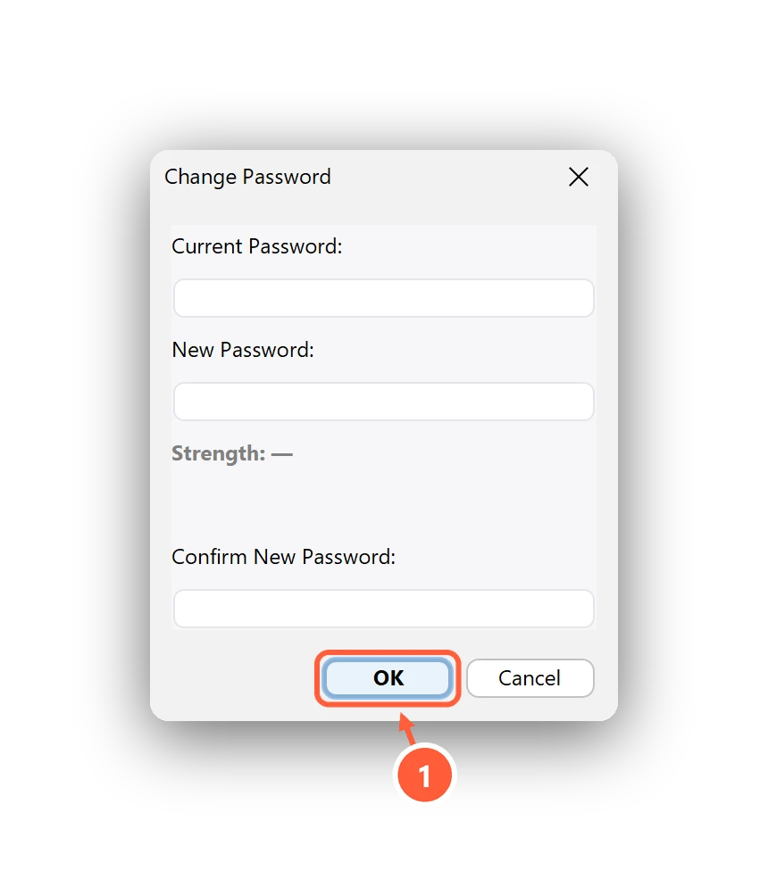 The Change Password dialog