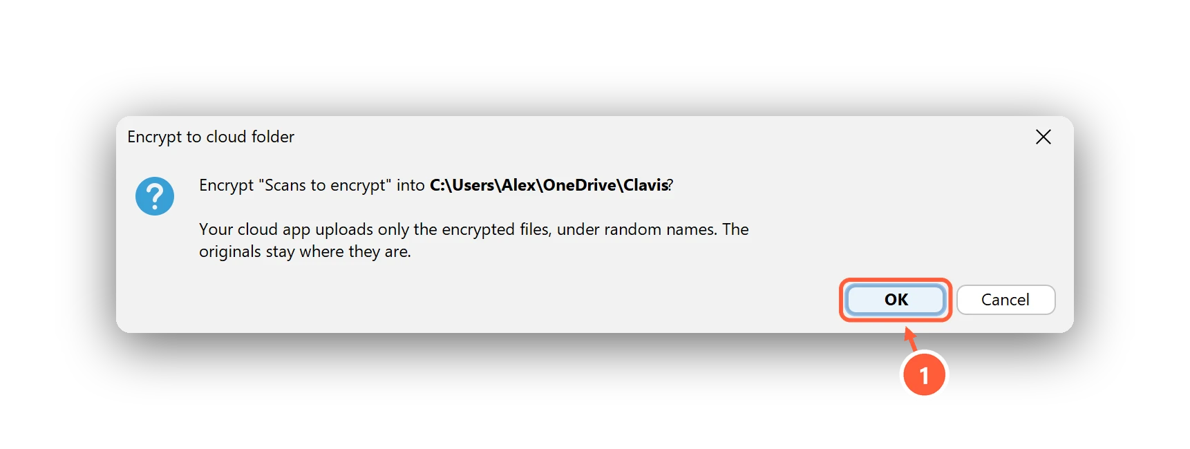 Confirming an encrypt-to-cloud run