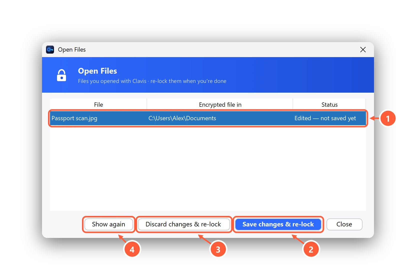 The Open Files panel