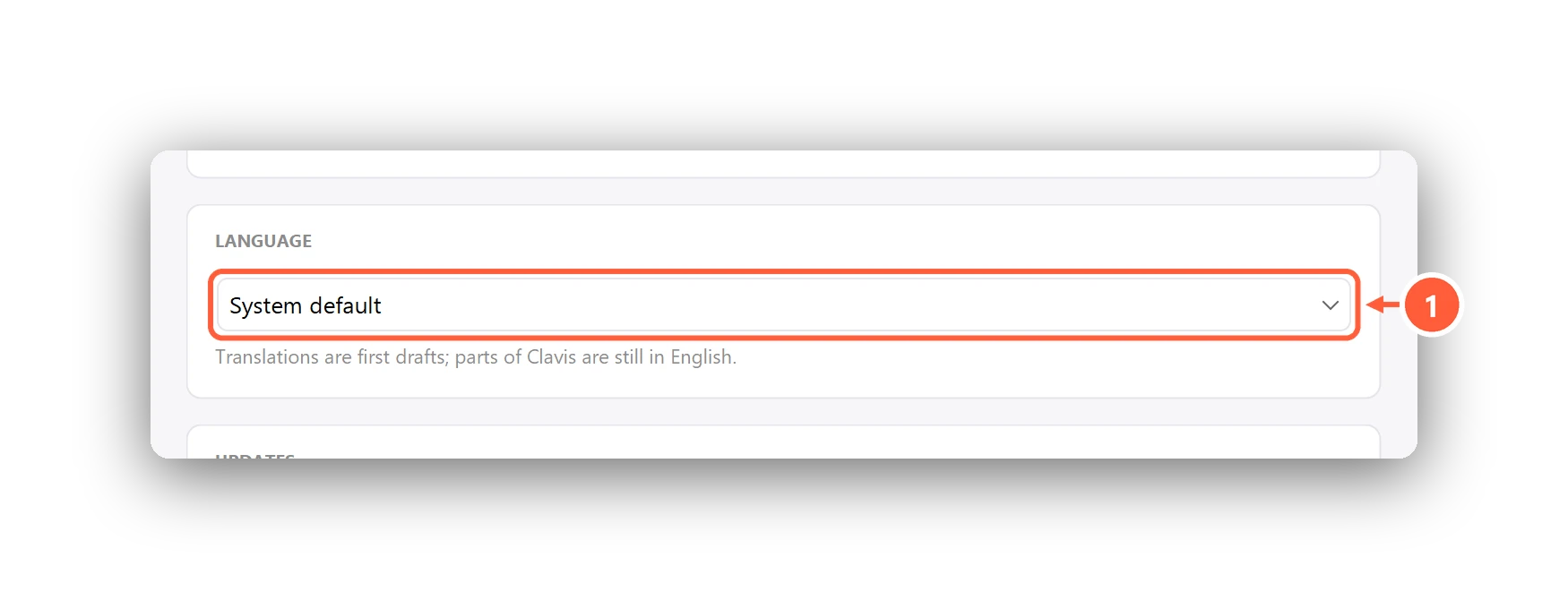 The Language setting
