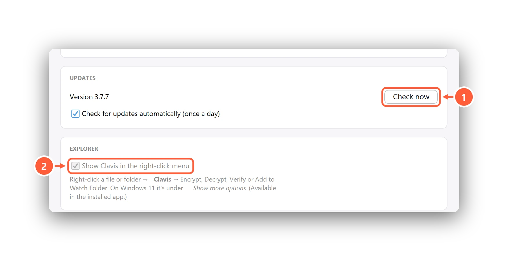 Updates and Explorer settings